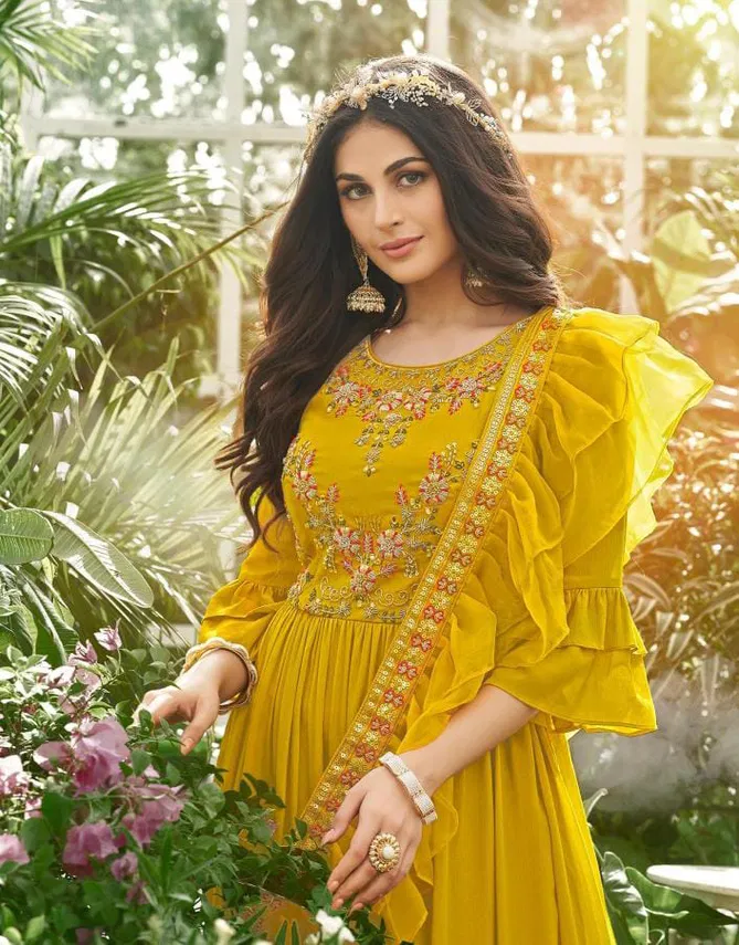 Wedding Masti Vol 2 By Af Chinon Chiffon Wedding Wear Gown With Dupatta Wholesale Shop in Surat